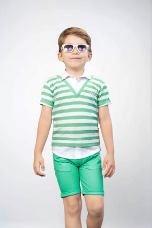 Boys' Green Striped T-Shirt & Shorts – Arieh
