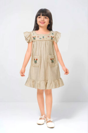 Line Up Beige Embroidered Frock