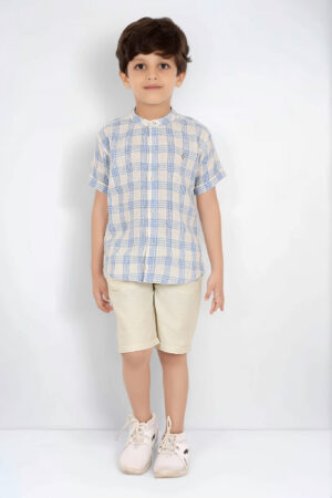 Arieh Boys Check Shirt & Cream Shorts Set