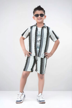 Arieh Boys' Grey Patterned Summer Set (1438)