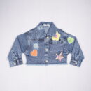 Girls Ice Blue Denim Jacket with Sequin Patches