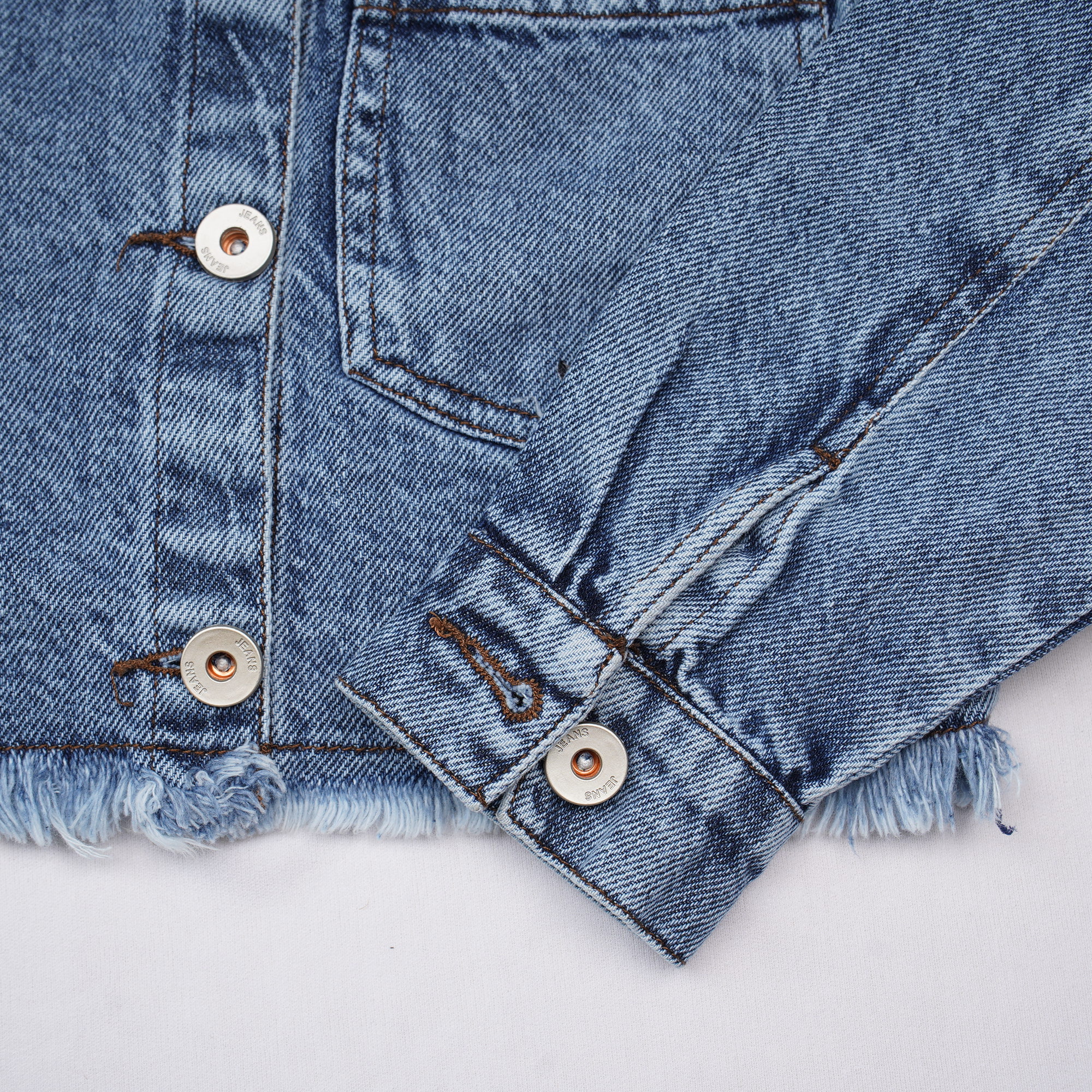 Girls Ice Blue Denim Jacket with Sequin Patches