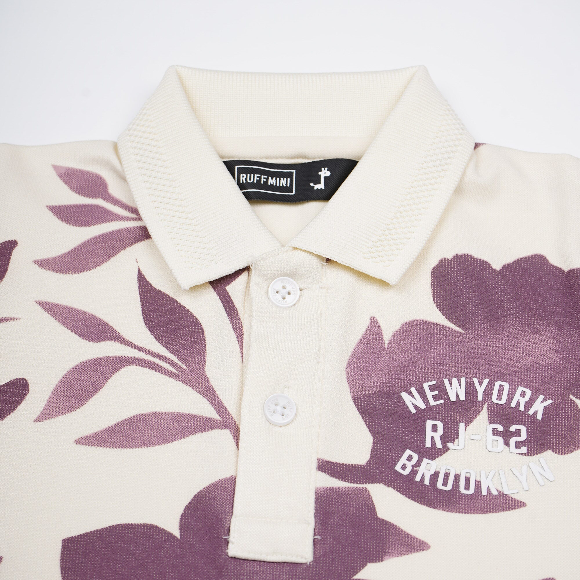 Ruff Mini Kids Printed Polo T-Shirt – Wine