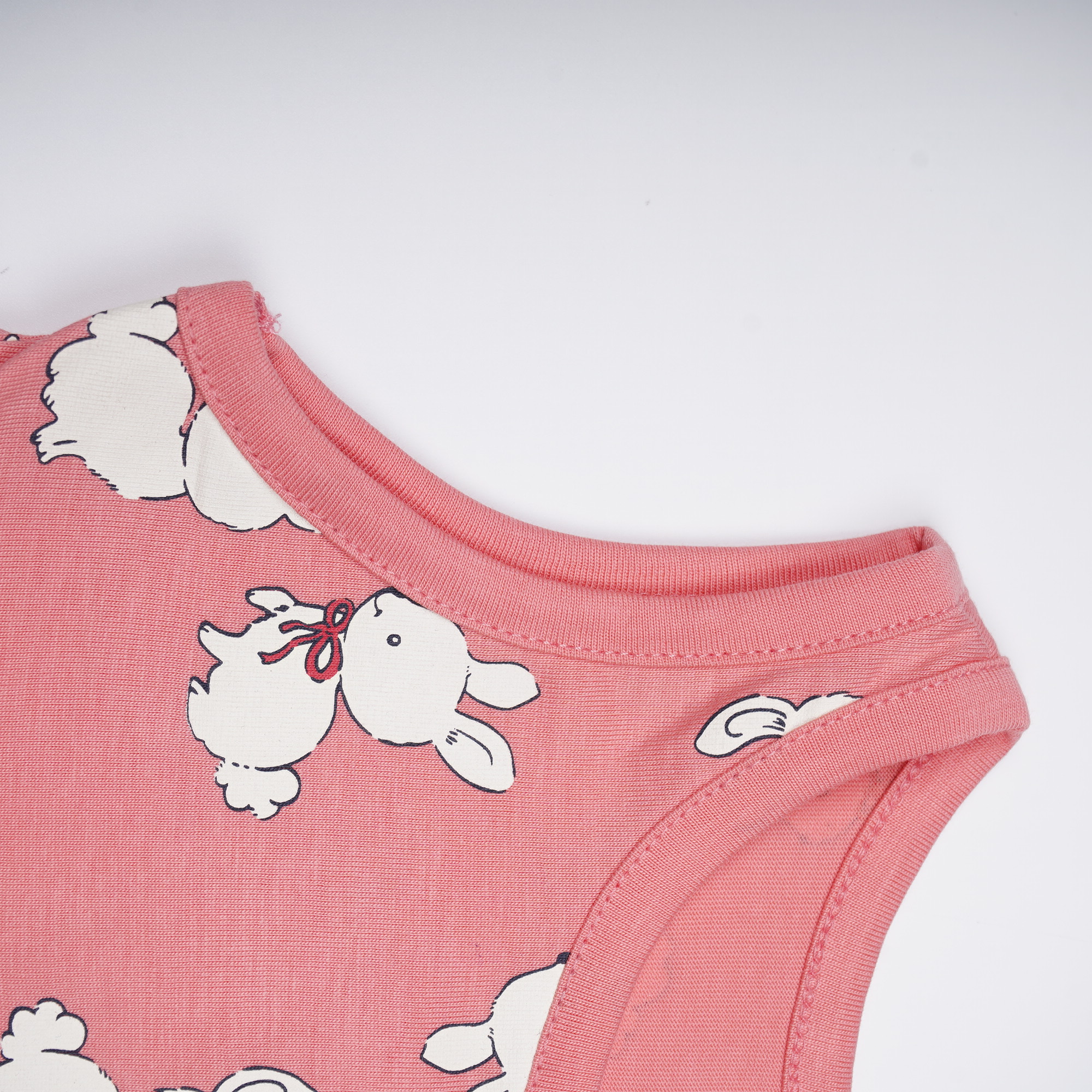 Bunny Print Sleeveless Kids Frock – Pink