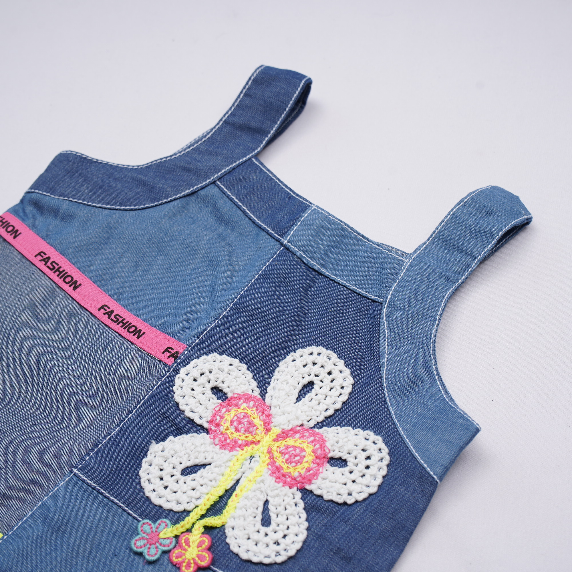 Patchwork Denim Floral Dress