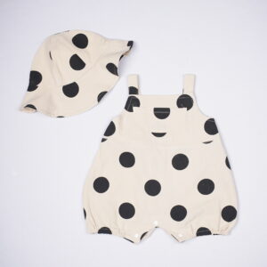 UrbanTots Polka Dot Kids Jumpsuit – Cream & Black
