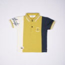 Boys Mustard Textured Polo T-Shirt with Contrast Collar
