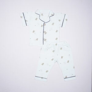 Baby Bear Print Night Suit – Sky Blue