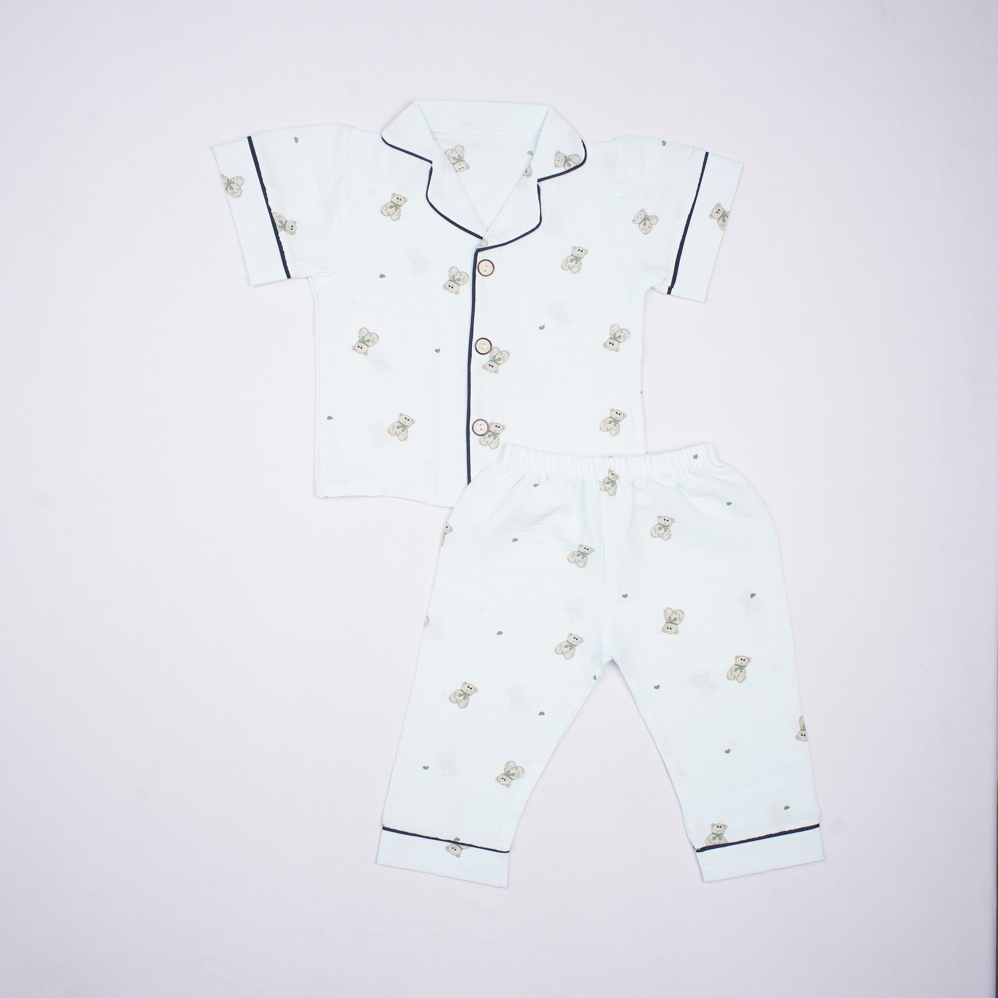 Baby Bear Print Night Suit – Sky Blue