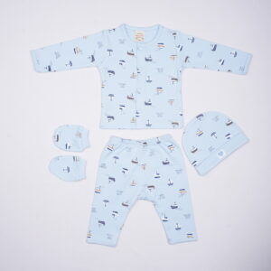 Baby Naturelle Newborn Gift Set – Blue Boat Print