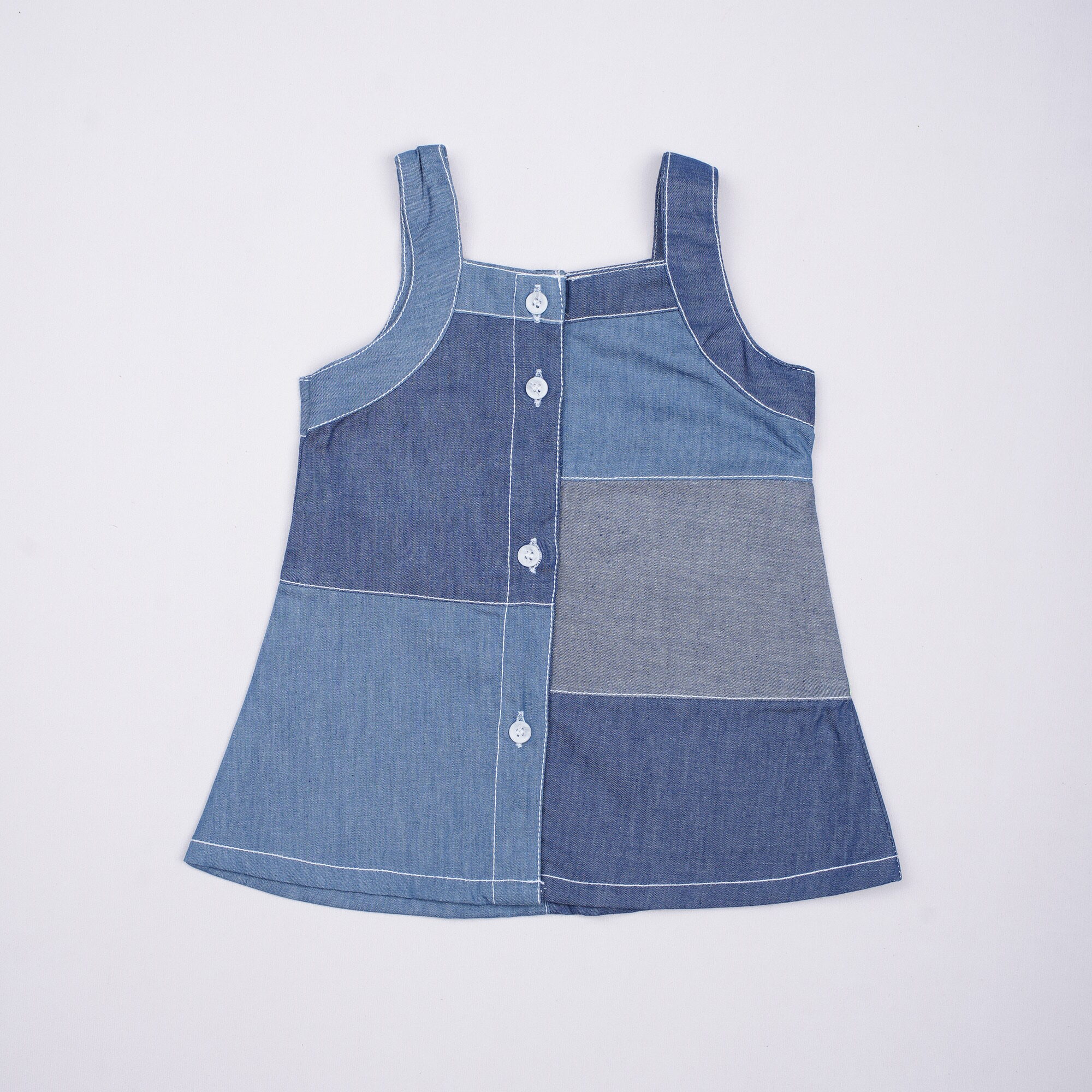 Patchwork Denim Floral Dress