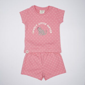 Girls Pink Polka Dot Full Sleeve Night Suit Set