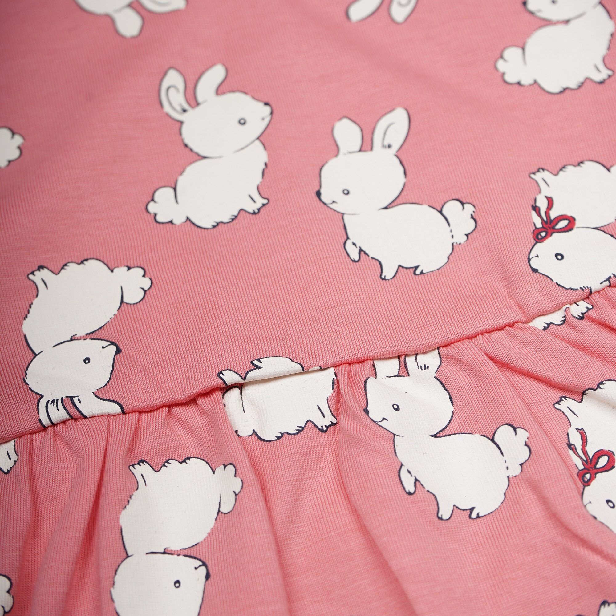 Bunny Print Sleeveless Kids Frock – Pink