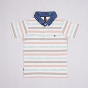 Paper Clip Striped Polo T-Shirt – Pastel Multi