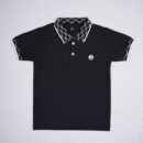 Black Textured Polo T-Shirt for Kids