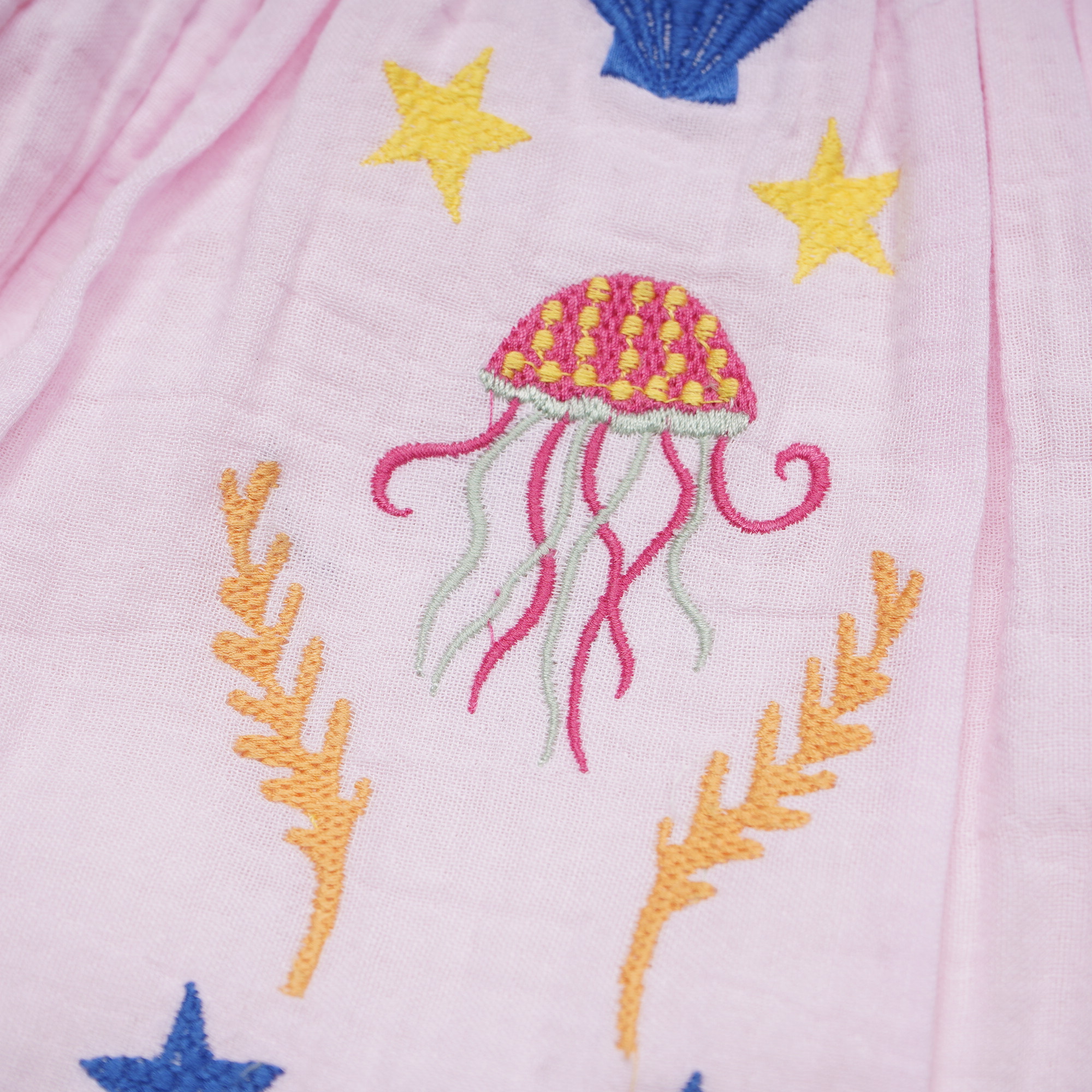 Tiny Twills Pink Embroidered Girls Frock