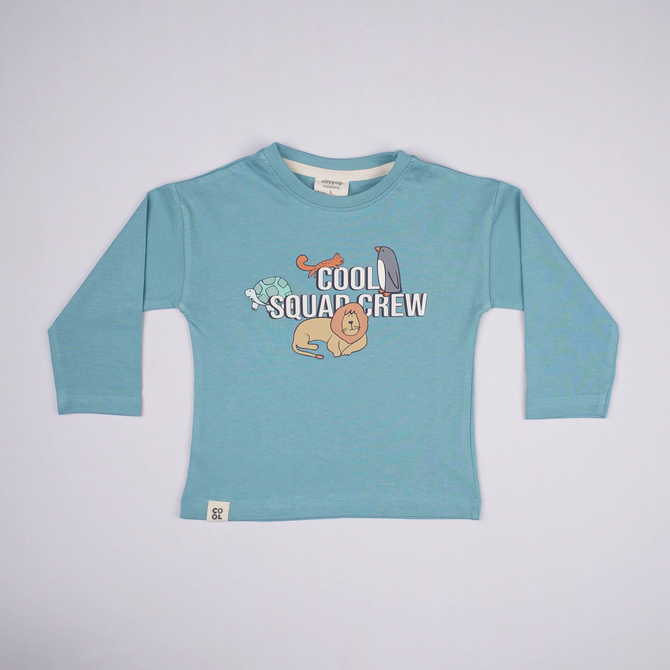 Kids Teal Blue “Cool Squad Crew” Printed T-Shirt