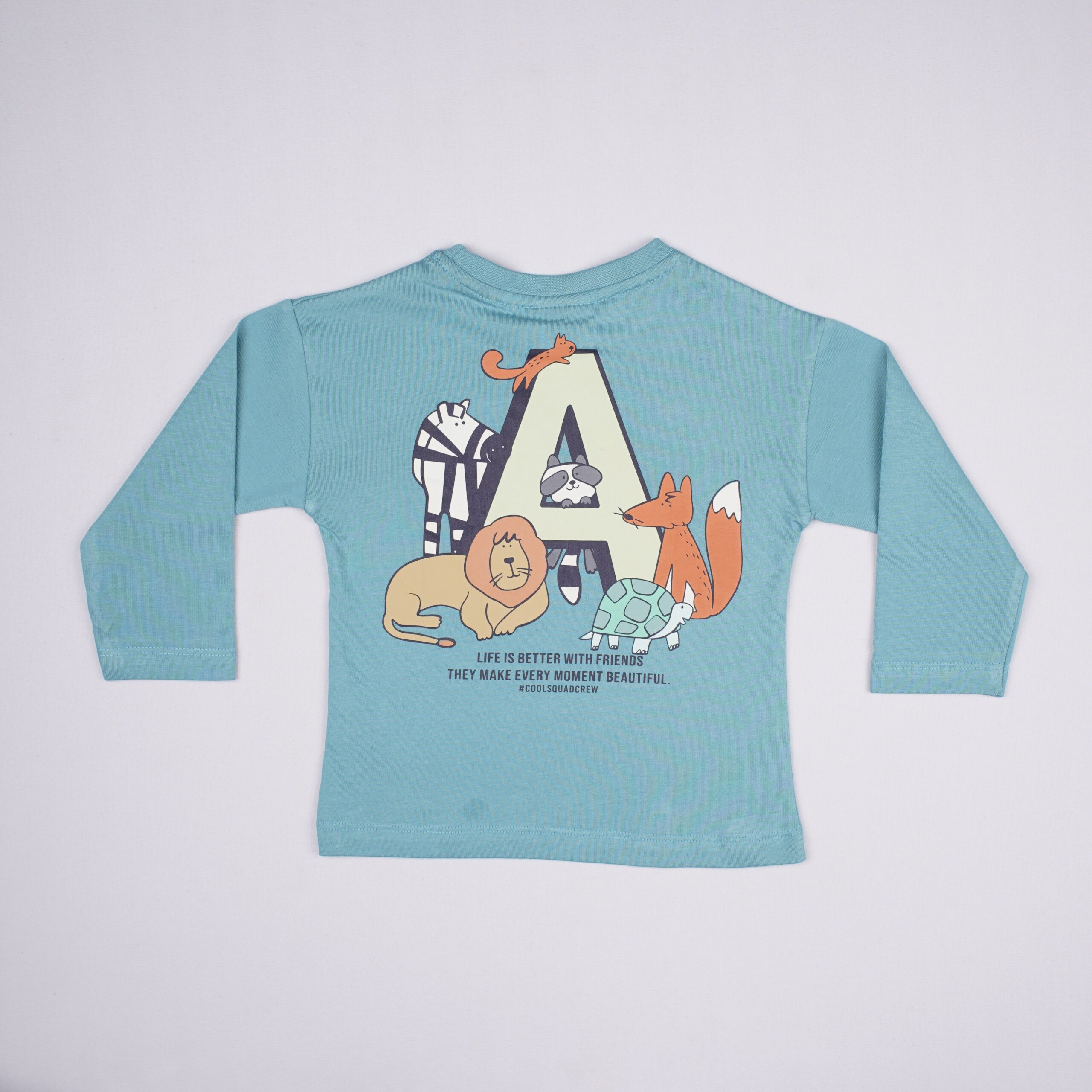 Kids Teal Blue “Cool Squad Crew” Printed T-Shirt