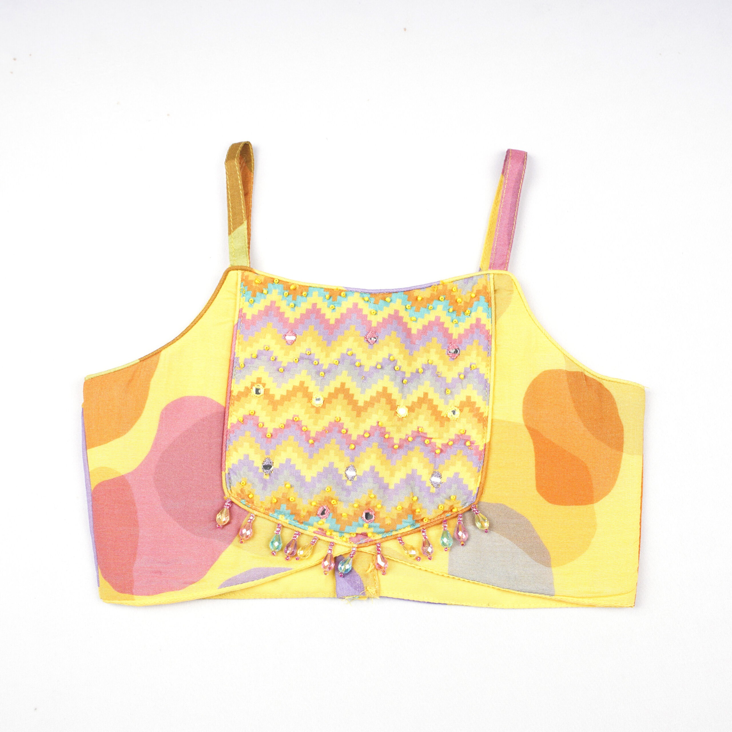 Vibali Sunshine Zigzag Choli with Beaded Tassels