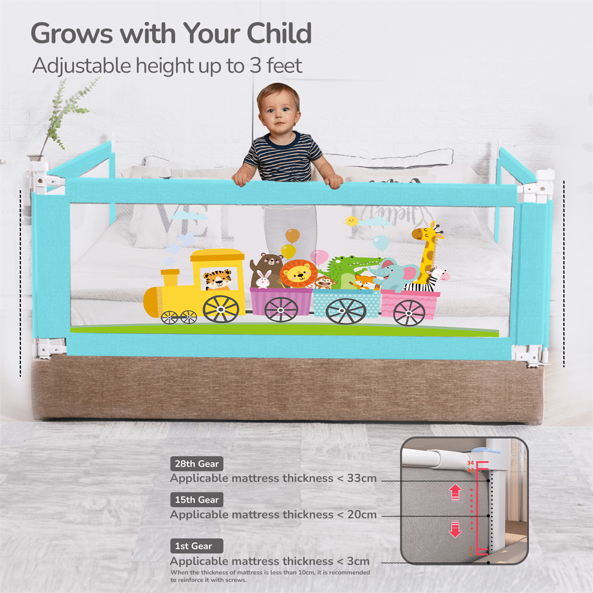 R for Rabbit Bed Rail (Cyan Blue)