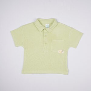 Mini Klub Boys Lime Green Textured Cotton Polo T-Shirt