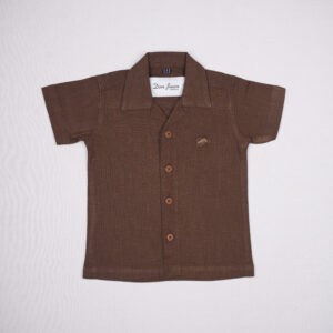 Donjaun's Casuals Boys' Coffee Brown Half-Sleeve Resort Shirt