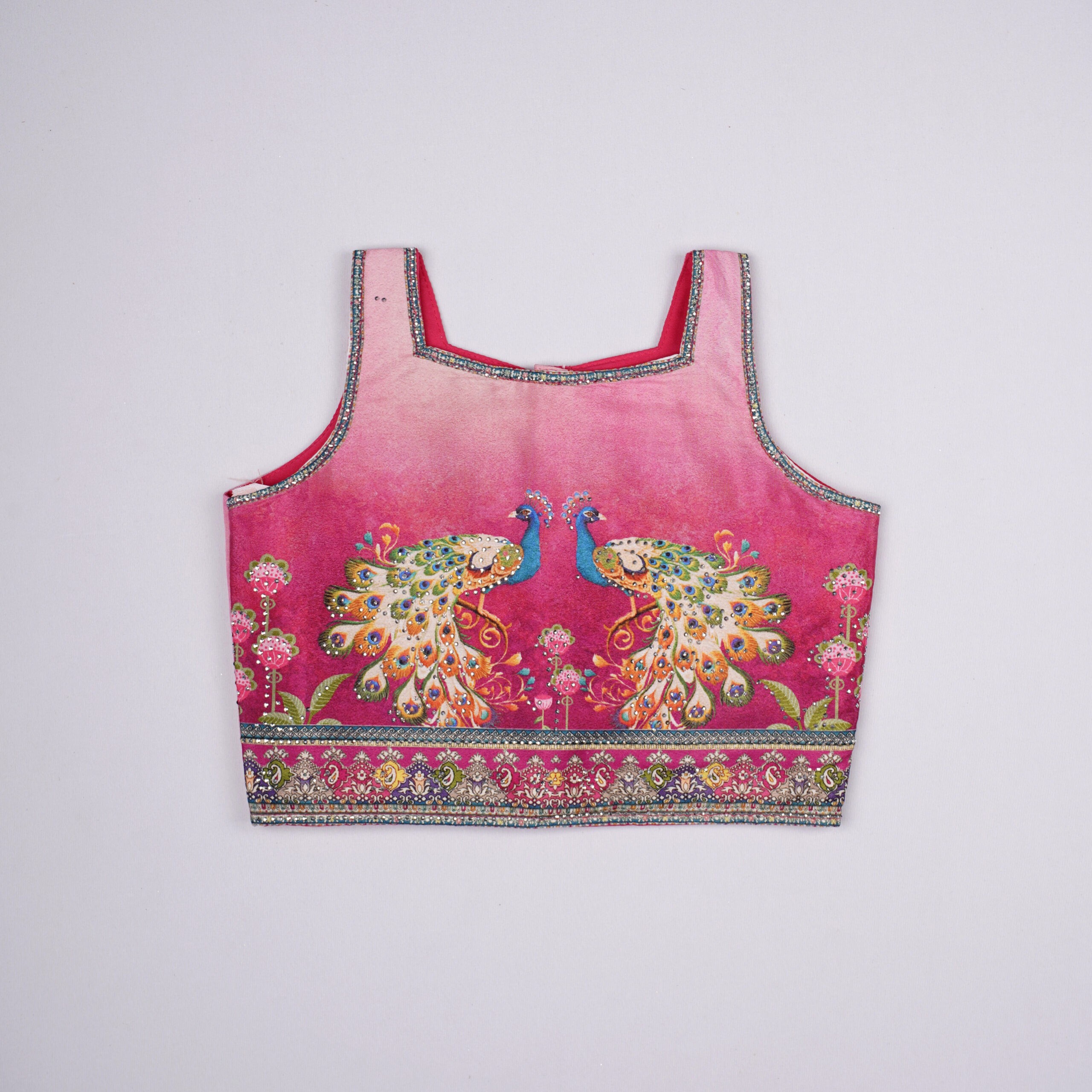 Baani Pink Peacock Embroidered Choli