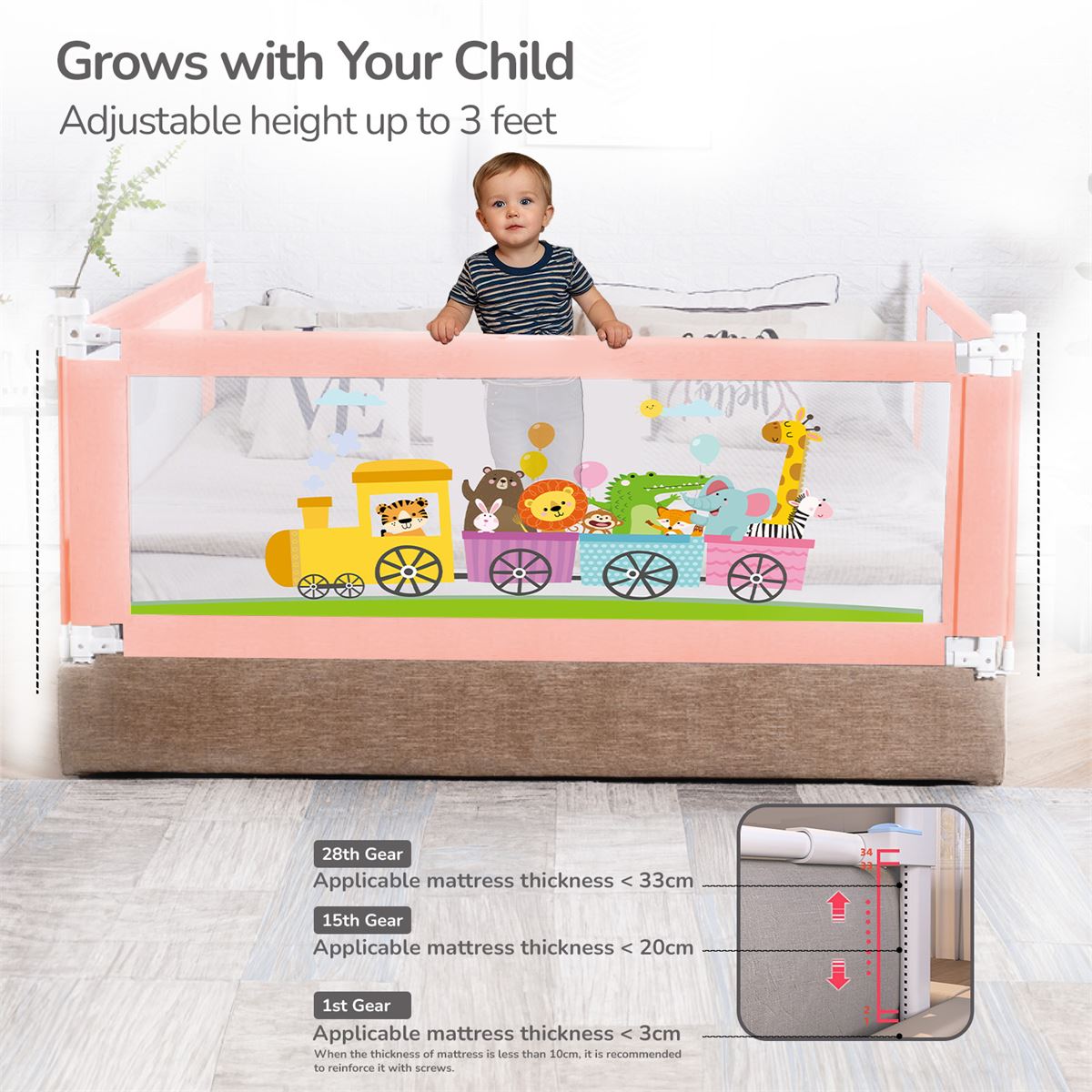 R For Rabbit Safari Bed Rail (Pink)