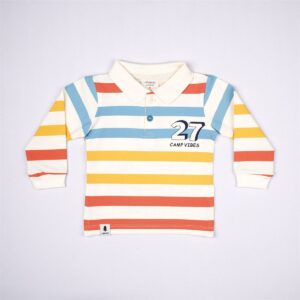 Ollypop Boys' Striped Long Sleeve Polo T-Shirt