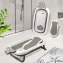 R for Rabbit Bubble Bay Collapsible Baby Bath Tub with Bather Support (Grey)