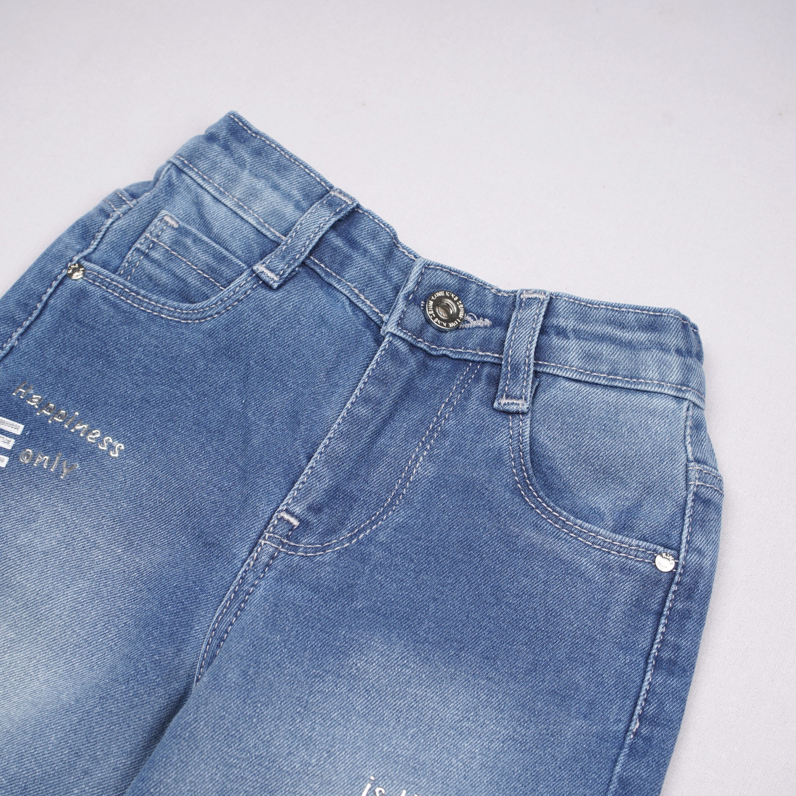Lovekins High-Rise Fringed Cargo Denim Jeans for Kids