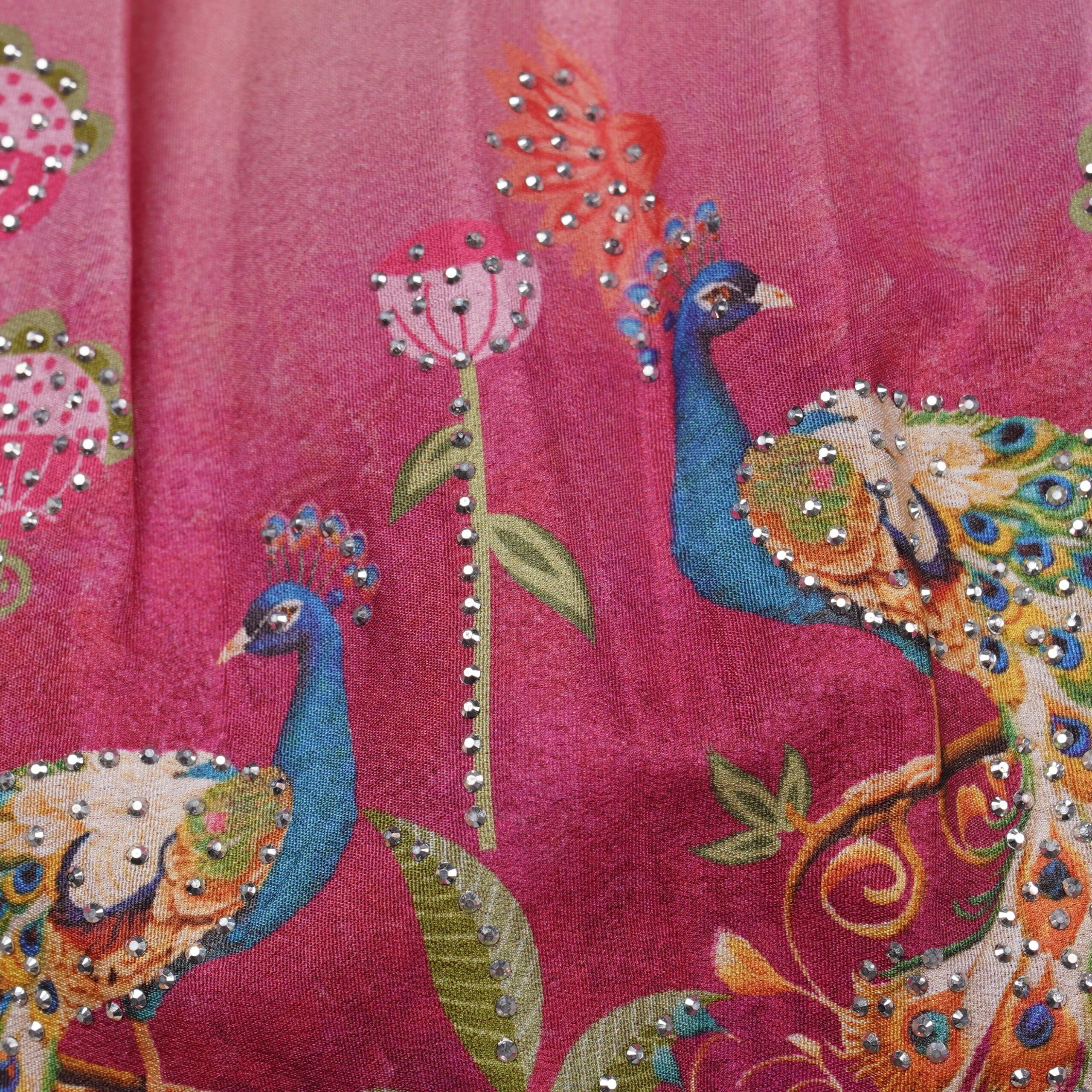 Baani Pink Peacock Embroidered Choli