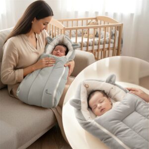R for Rabbit Hug Me Newborn Sleeping Bag & Carry Nest (Sage)