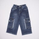 Lovekins High-Rise Fringed Cargo Denim Jeans for Kids