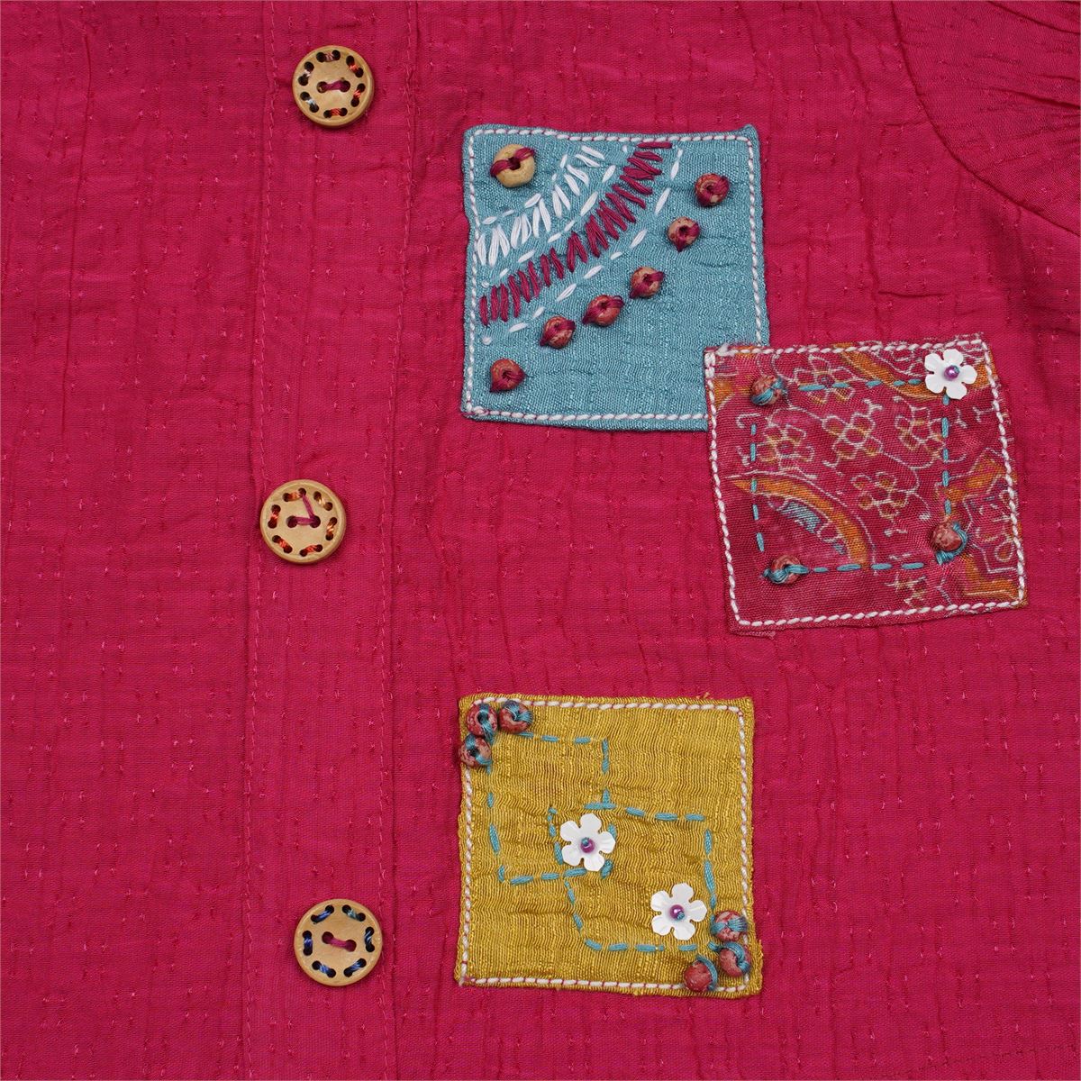 Justtots Hot Pink Embroidered Patch Top and Culottes Set