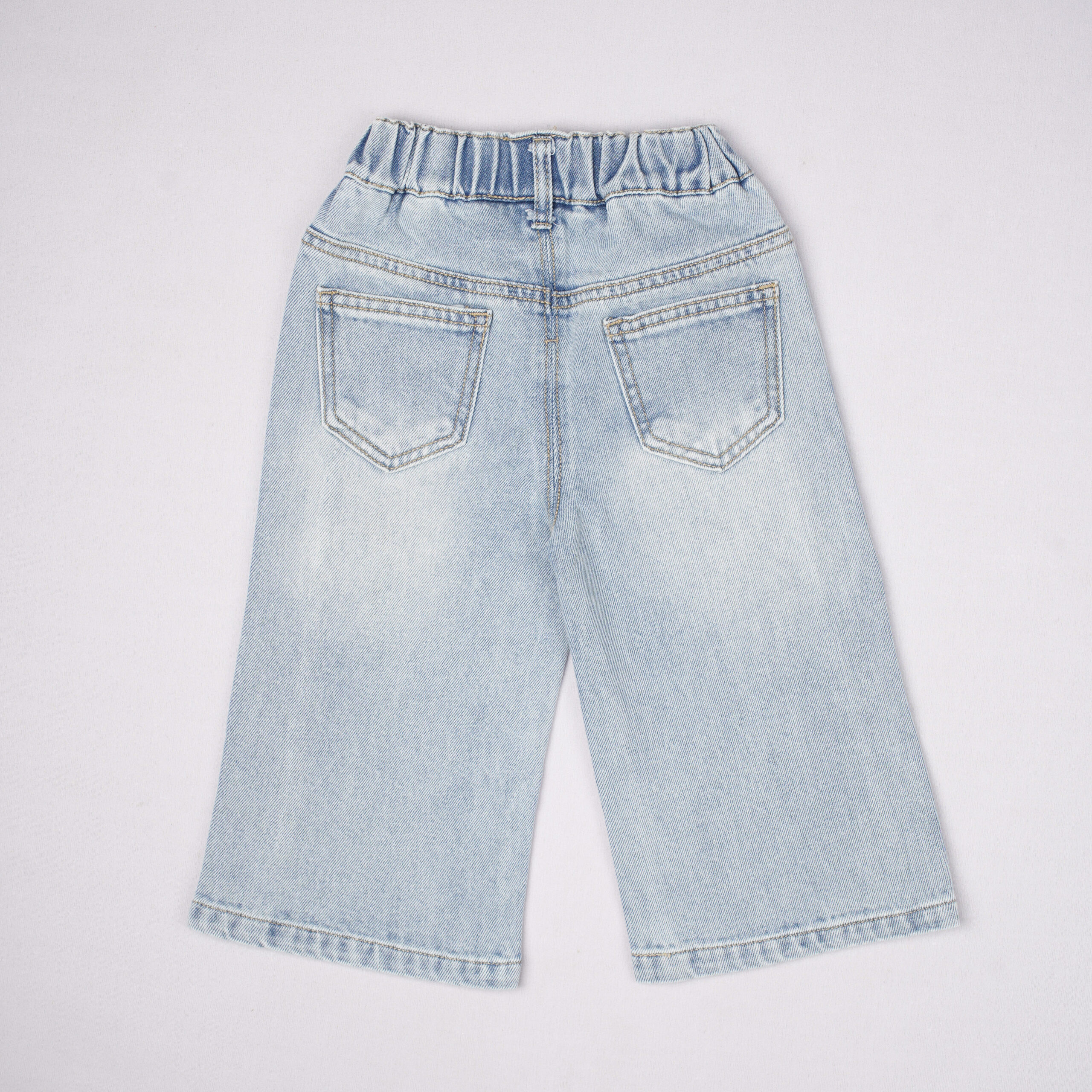 Urbantots Side-Lace Trim & Bow Light Blue Denim Jeans for Kids