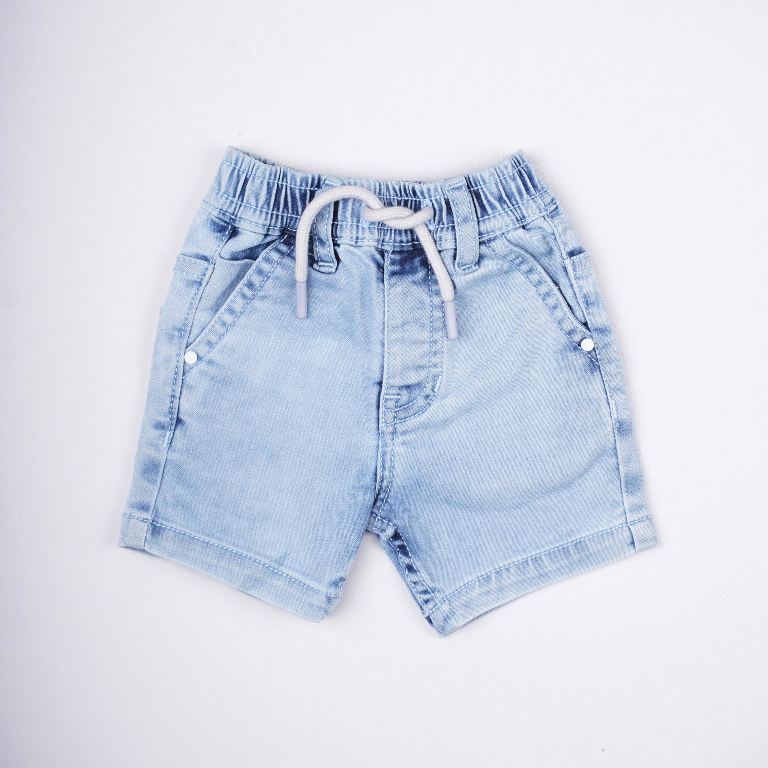 Ruff Ice Blue Lightly Washed Regular Fit Denim Shorts