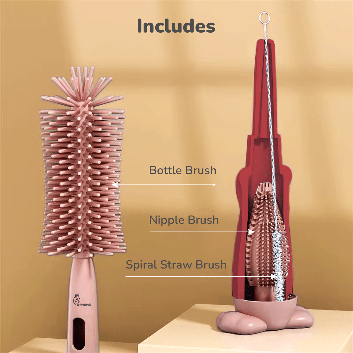 R for Rabbit Electric Brush Cleaning Set (Coral Red)