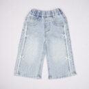 Urbantots Side-Lace Trim & Bow Light Blue Denim Jeans for Kids