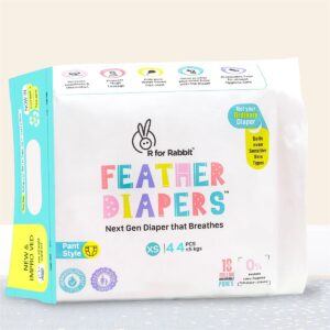 R For Rabbit Feather Diaper XS pack of 44 Diaper - White