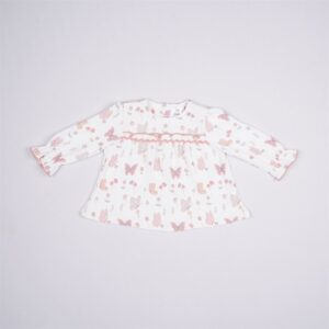 Baby Girls' Off-White Butterfly Print Long-Sleeve Top & Pant