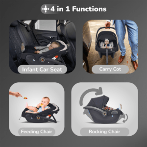 R for Rabbit Car Seat & Carry Cot (Black & Light Grey)