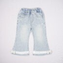 Urbantots Lace & Polka Dot Bow Flare Denim Jeans for Kids