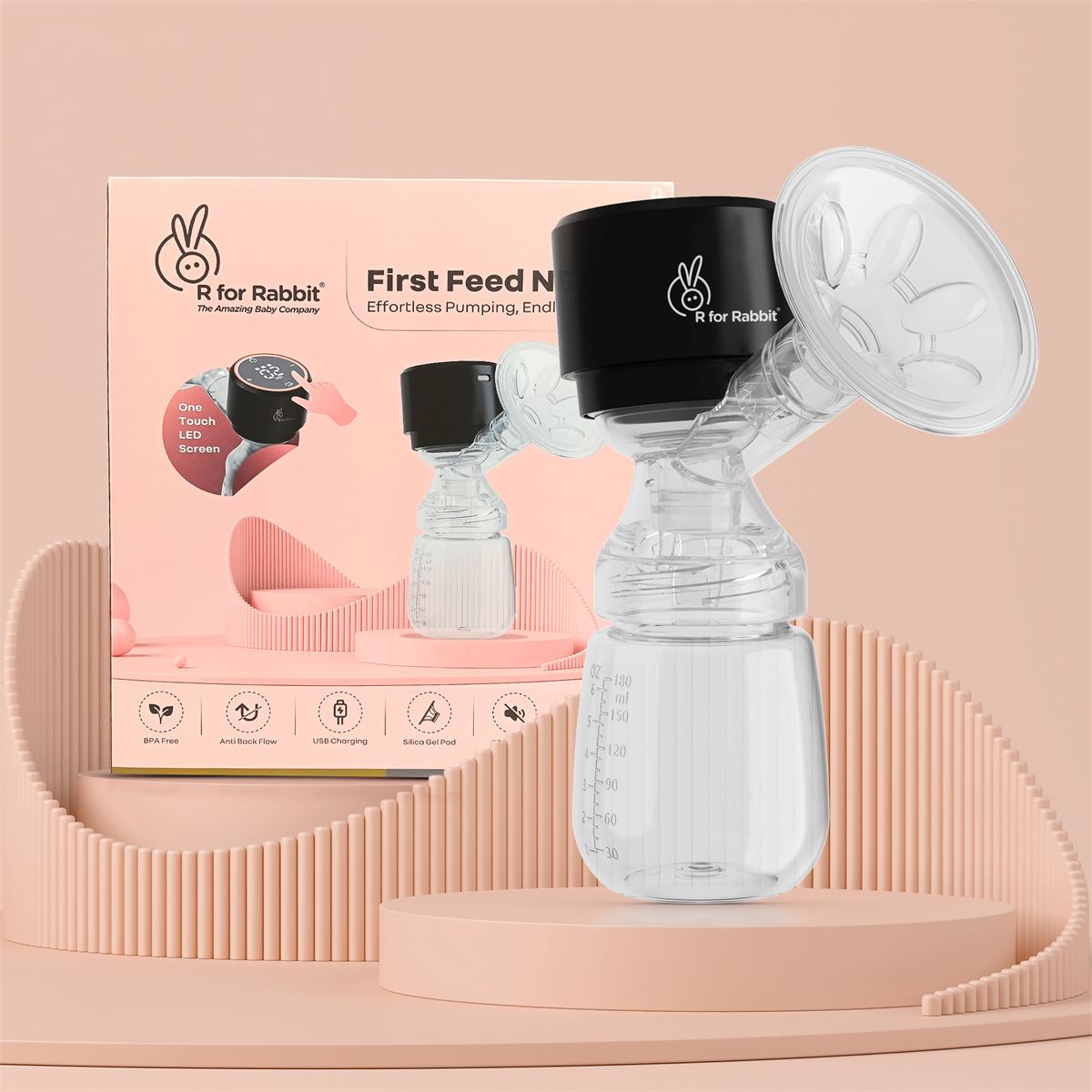 R for Rabbit First Feed Electric Breast Pump (Black)