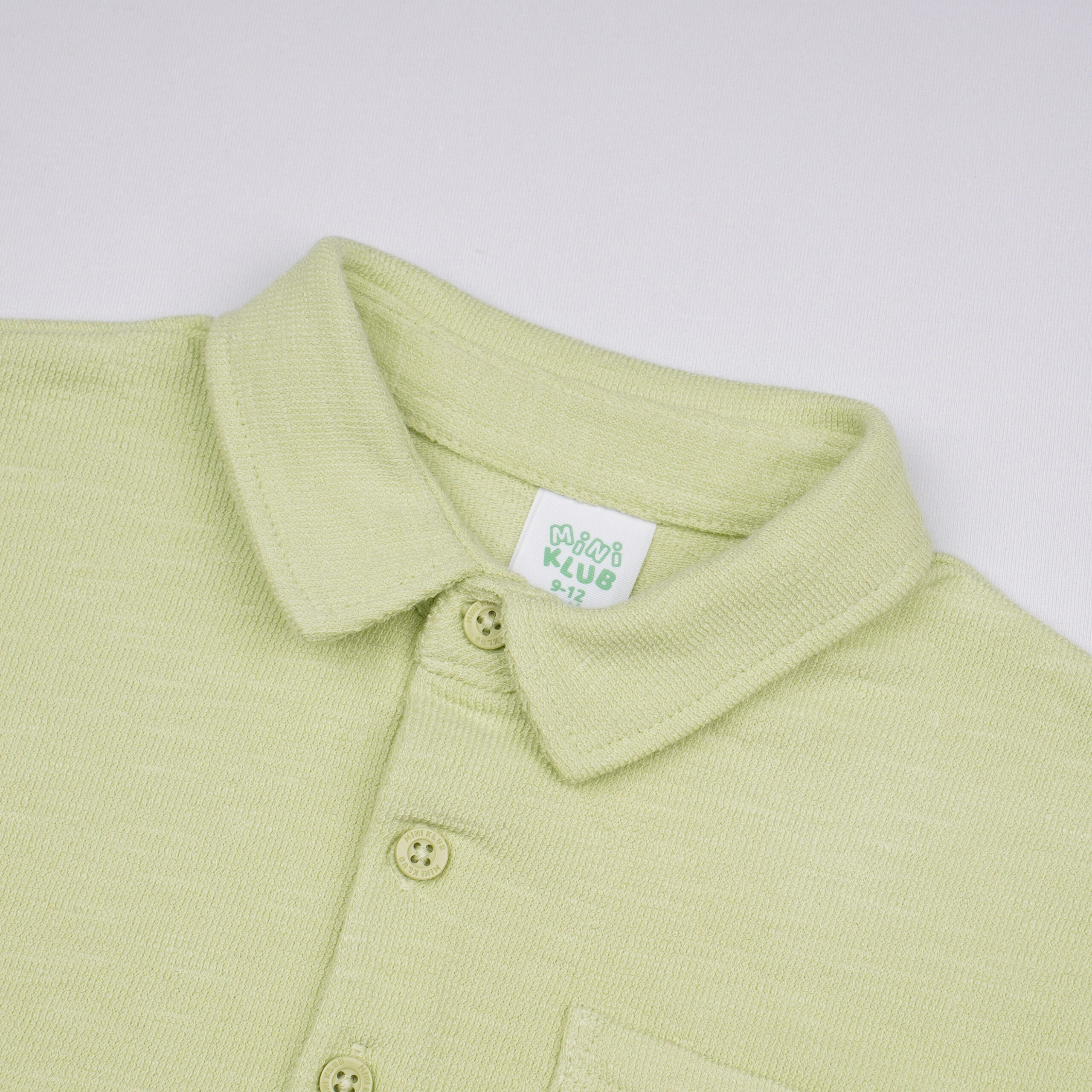 Mini Klub Boys Lime Green Textured Cotton Polo T-Shirt