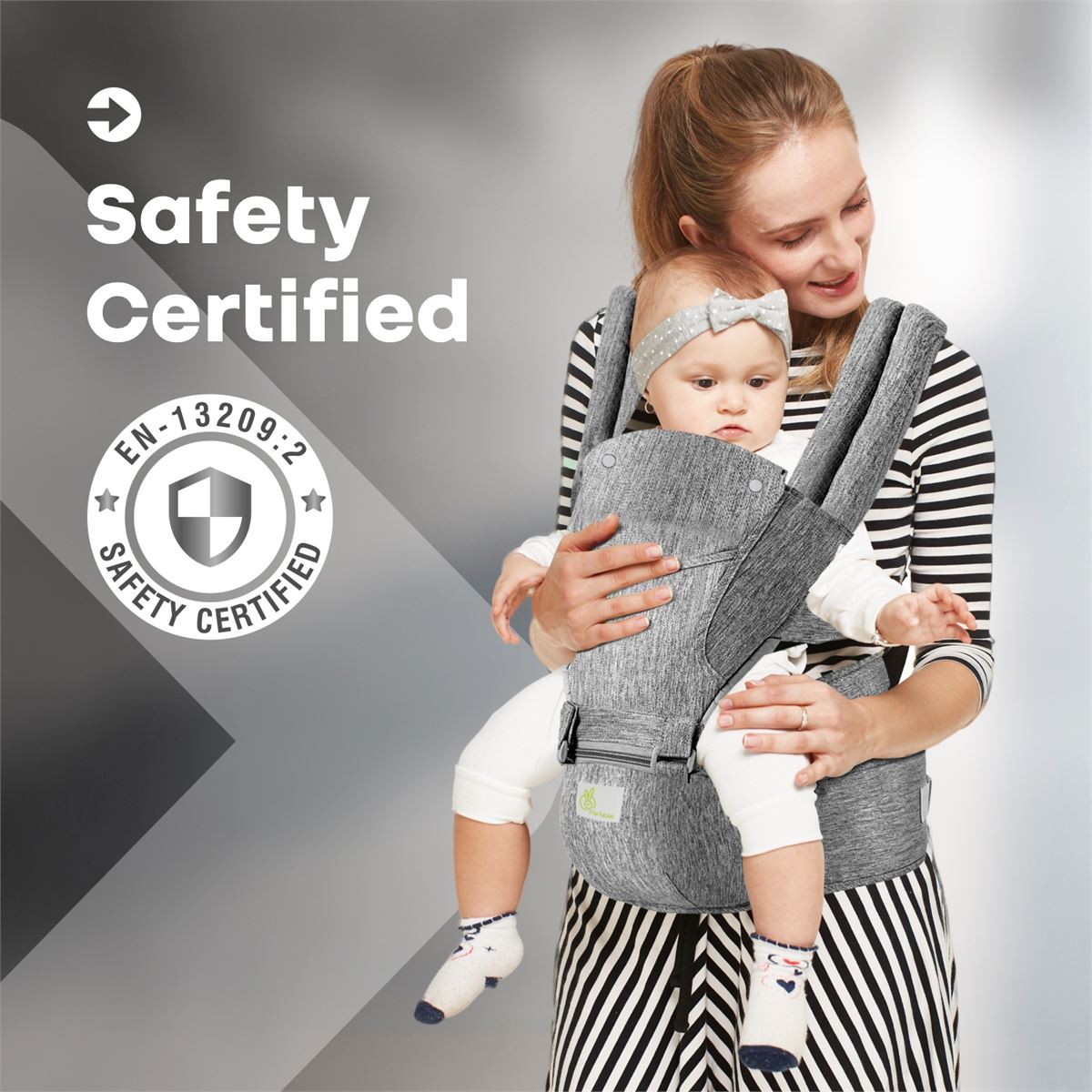 R for Rabbit Ergonomic Baby Carrier (Grey Melange)