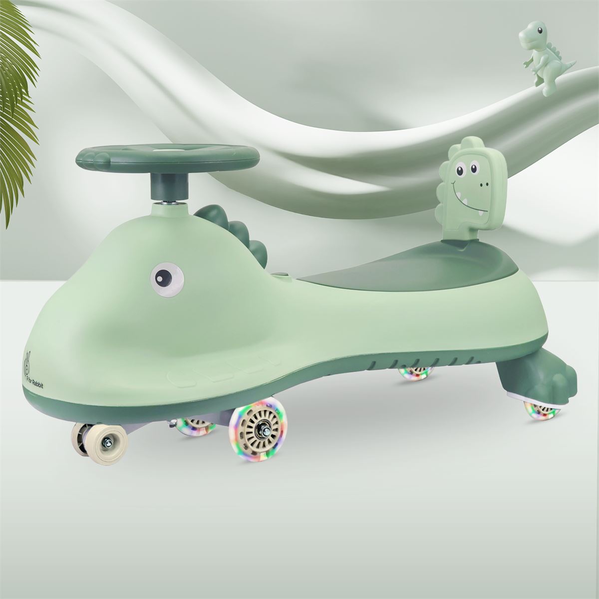 R for Rabbit - Iya Iya Dino - Swing Car Sea Green