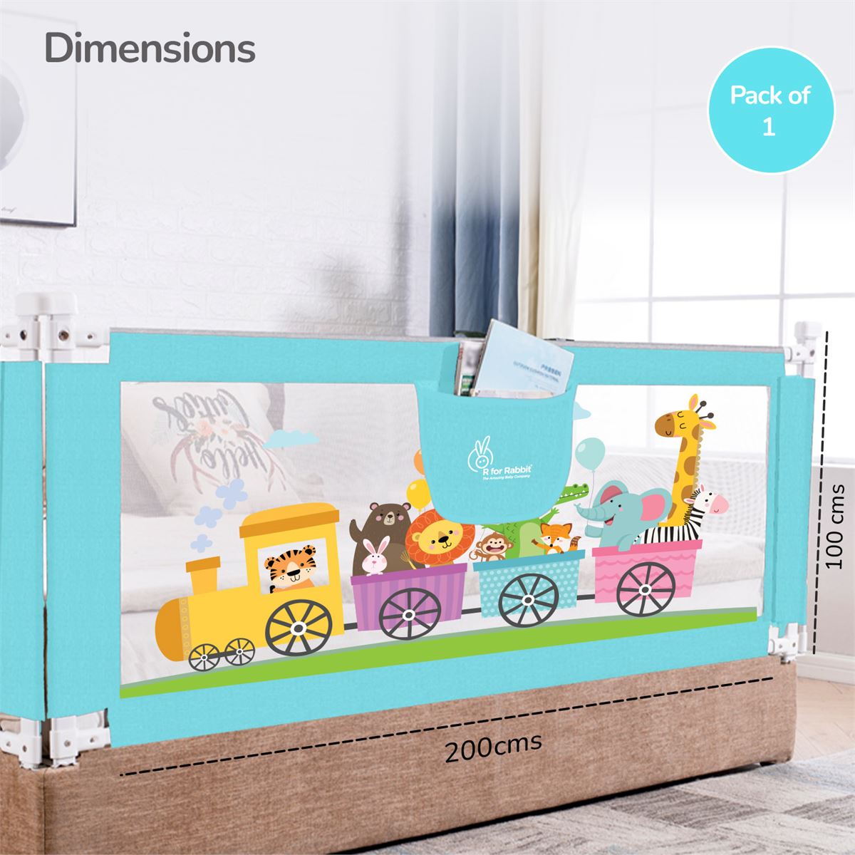 R for Rabbit Bed Rail (Cyan Blue)