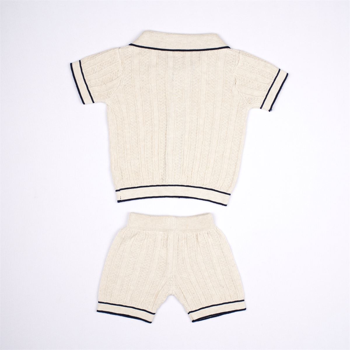 Toffyhouse Cream Cable-Knit Shirt and Shorts Set