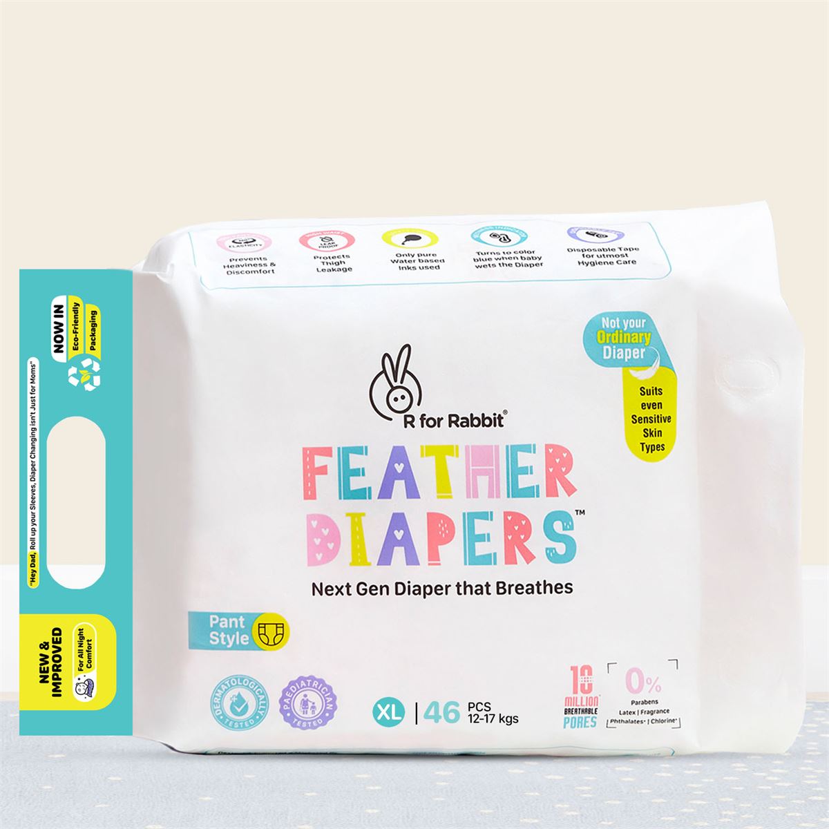 R For Rabbit Feather Diaper XL pack of 46